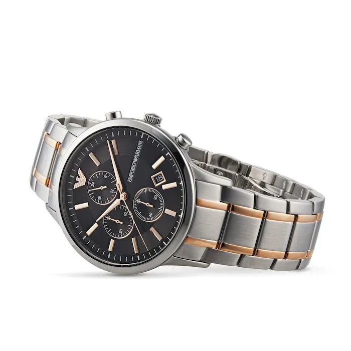 EMPORIO ARMANI AR11165 SILVER/ROSE GOLD - BLACK CHRONO