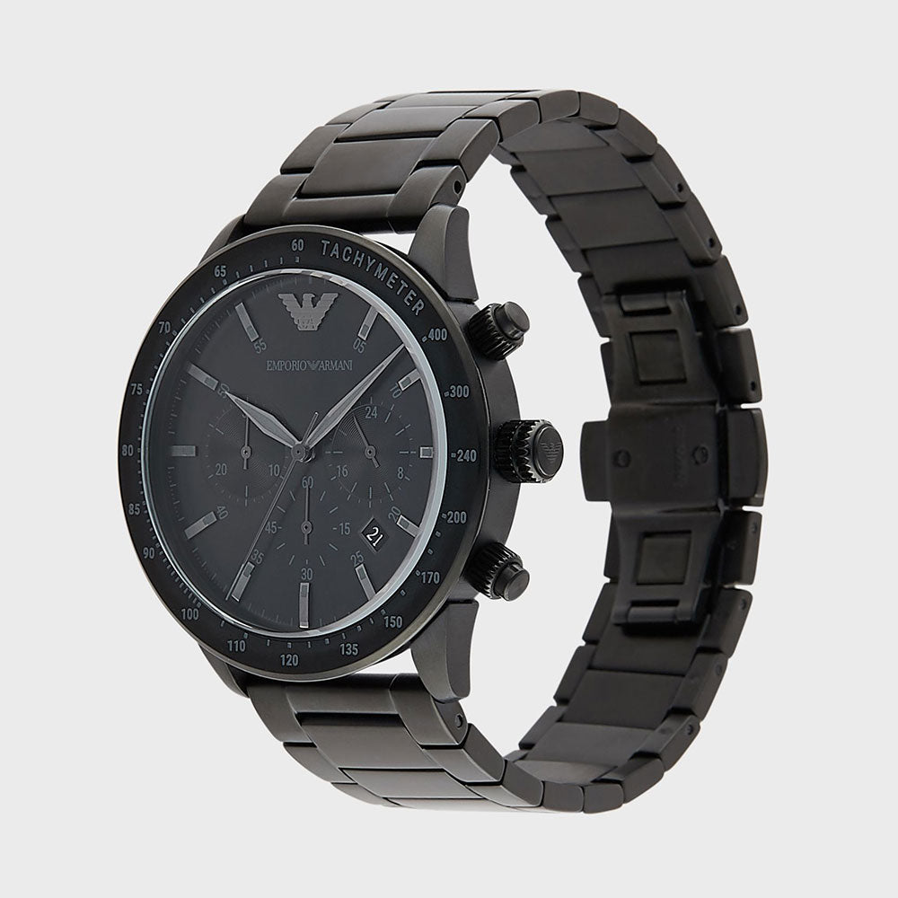 Chronographe pour homme avec bracelet noir