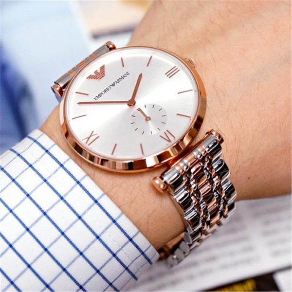 Emporio Armani Silver Dial Two-tone AR1677