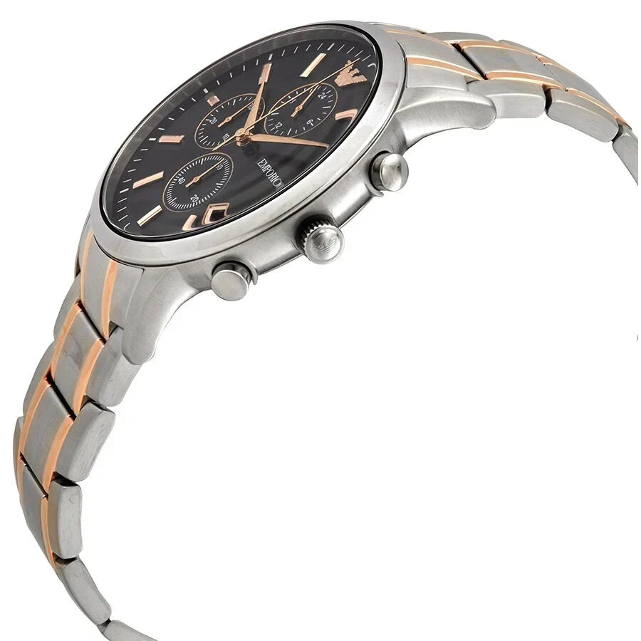 EMPORIO ARMANI AR11165 SILVER/ROSE GOLD - BLACK CHRONO