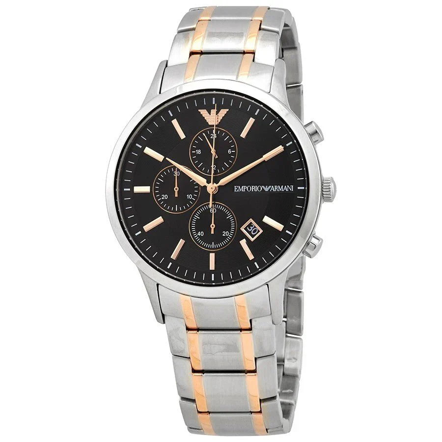 EMPORIO ARMANI AR11165 SILVER/ROSE GOLD - BLACK CHRONO
