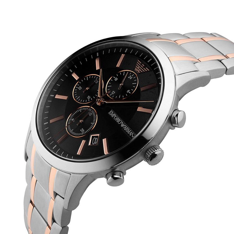 EMPORIO ARMANI AR11165 SILVER/ROSE GOLD - BLACK CHRONO