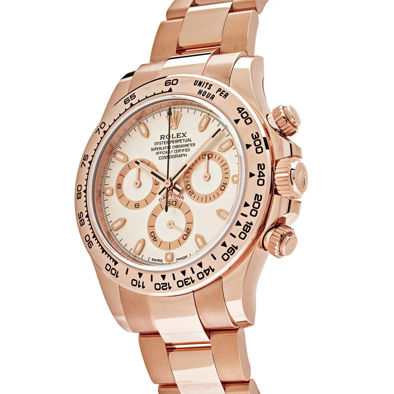 Rolex Daytona Rose Gold Ivory White Dial Oyster Bracelet
